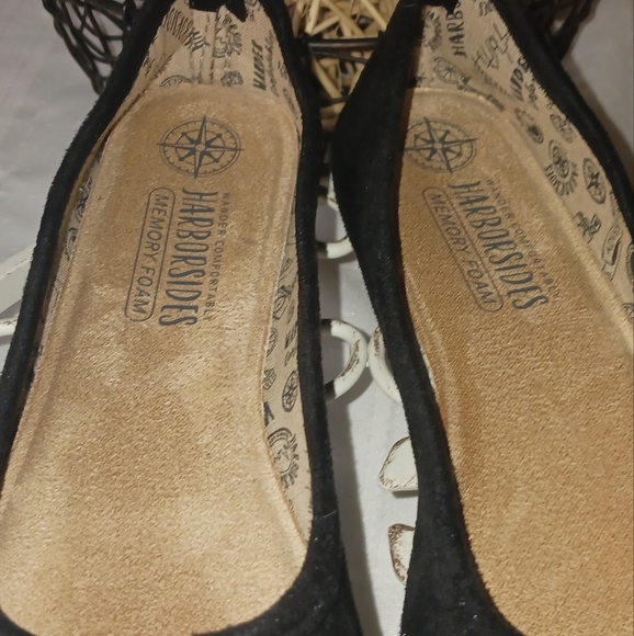 Harborsides Memory Foam Black Ballet Flats with Gold Hardware Size 7.5 - Picture 4 of 8